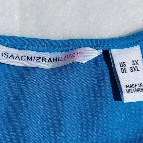 Isaac Mizrahi Live 3X Womens Blouse Turquoise Color - Picture 7 of 8